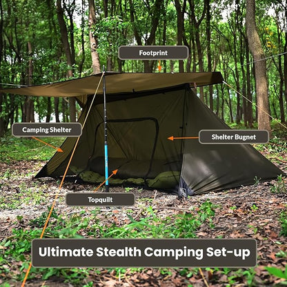 Onewind Camping Mosquito Net for Cot, Shelter Bugnet Camping Screen Room Ultralight No-See-Um Breathable Mesh Bugnet Mosquito Netting with Double Sided Zipper, Black