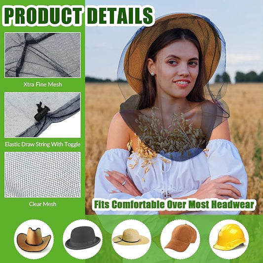 Hestya 4 Pack Mosquito Face Mesh Net Protecting Net for Outdoor Hiking Camping Climbing Mosquito Fly Insects Preventing (Blue)