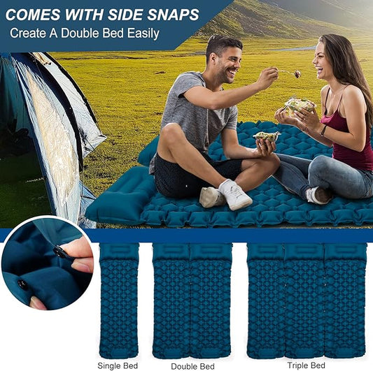 covacure Sleeping Pad for Camping - Ultralight Self-Inflating Camping Pad Mat with Built-in Foot Pump, Durable & Waterproof Camping Air Mattress for Hiking