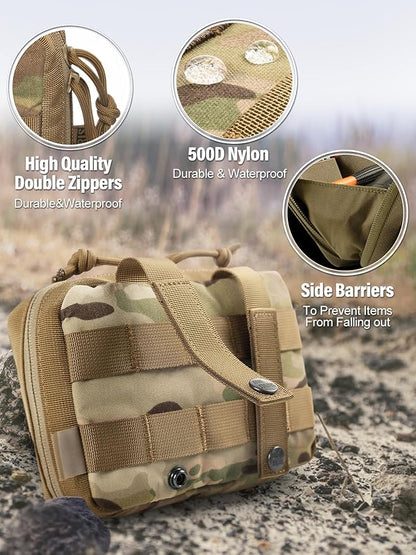 OneTigris MOLLE Pouch, Tactical Admin Pouch Belt EDC Tool Organizer Zippered Utility Waist Pack 7.5"x5"x2"