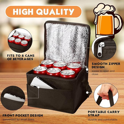 Nuogo 15 Pack Insulated Lunch Bags Bulk, Reusable Cooler Boxes, Leakproof Lunch Boxes Set, Waterproof Thermal Coolers, Insulated Beverage Bag for Women Men Work School Picnic Beach(Brown)