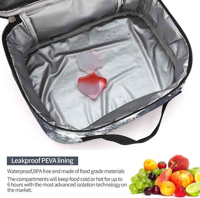 rickyh style Lunch Box with Padded Liner, Spacious Insulated Lunch Bag Durable Thermal Lunch Cooler Pack with Strap for Boys Girls Adults School Sports Beach Picnic Work Camp,2 Pocket(LBMOSE)