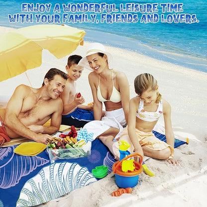 Beach Blanket Waterproof Sandproof 1-7 Adult Oversized 78 '' × 110 '' Lightweight Durable Compact Sand Free Beach Mat for Travel Camping Hiking Picnic Blanket Extra Large