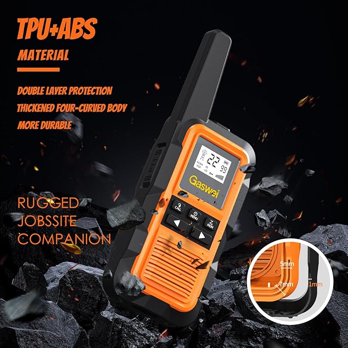 G2pro Walkie Talkies Long Range for Adults, Waterproof, Shock Resistant & Rechargeable Two-Way Radio with VOX 2 Pack(Orange)