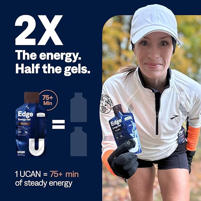 UCAN Edge Energy Gel Shots, Chocolate (12, 2 Ounce Packets) for Running, Training, Workouts, Fitness, Cycling, Crossfit | Sugar-Free, Vegan, & Keto Friendly Energy