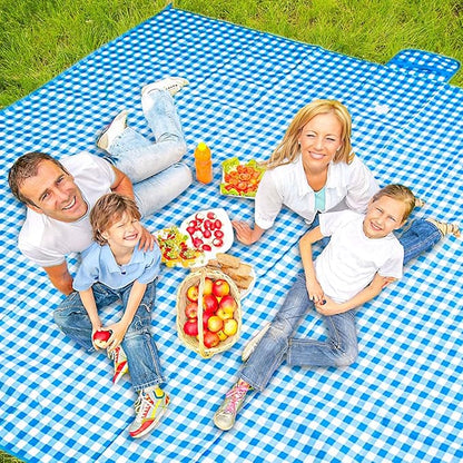 ZHUYNXIR Extra Large Picnic Blanket, 87x87 inch Waterproof Picnic Blanket, Gingham Picnic Mat for Beach, Camping Grass Picnic Blankets.