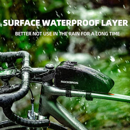 ROCKBROS Top Tube Bike Frame Bag - Waterproof, Two Zipper Pockets, Pouch for Bicycles