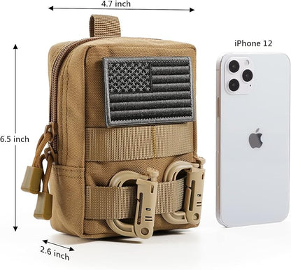 2 Pack Molle Pouches - Tactical Compact Water-Resistant EDC Pouch Bag Small Utility Pouch