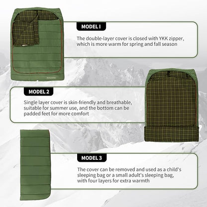 Naturehike 0 Degree and 40 Degree Flannel Two Person Sleeping Bag with Pillows for Adults, Couples & Family, Doublewide Double Sleeping Bag 2 Person for All Seasons Camping Hiking Backpacking