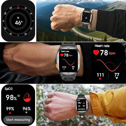 Smart Watch Built-in GPS, 2.01" TFT HD Fitness Watches for Android Phones and iPhone,170+ Sport Modes with Flashlight-Answer/Make Call (Add an Orange Silicone Watch Strap)