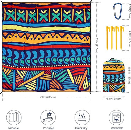 AISPARKY Beach Blanket Waterproof Sandproof, Oversized Large Beach Mat 79" X 83"/120"x108" for 1-8 Adults, Quick Drying&Compact&Lightweight, Picnic Mat Vacation Essentials for Beach Camping Travel