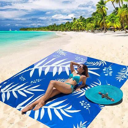 Beach Blanket Waterproof Sandproof Extra Large Beach Mat 79" X 83"/120"x108"for 1-8 Adults Quick Drying Durable Outdoor Picnic Mat for Beach Travel Camping Hiking