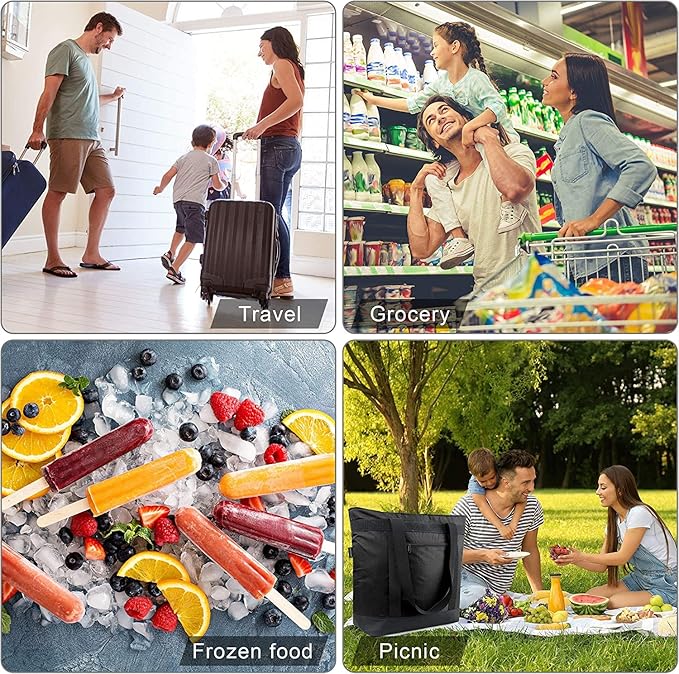 BeeGreen Insulated Cooler Bag Leakproof Freezer Shopping Tote for Groceries Thermal Food Delivery Bag