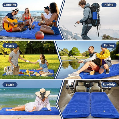 Sleeping Pad, Ultralight Thicken Inflatable Sleeping Pad for Camping, Built-in Pump, Great for Camping, Hiking, Carry Bag, Repair Kit, Compact & Lightweight Air Mattress(Blue)