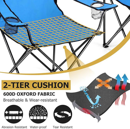 Joyfair Portable Camping Chair, Outdoor Lawn Folding Chairs for Adults, Heavy Duty Large Foldable Chairs for Beach, Fishing, Tailgating Outdoor Sport, 2 Cup Holders & Carry Bag