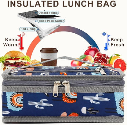 FlowFly Small Insulated Lunch box Portable Soft Bag Mini Cooler Thermal Meal Tote Kit with Handle for Work & School (Alpaca)