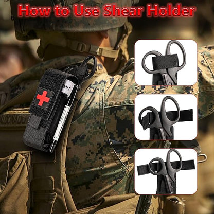 Tactical Molle Tourniquet Pouch Set with Trauma Medical Shear,Penlight,Pen,Molle Tourniquet Holder Holster Kit for Outdoor Hiking Camping Survival First Aid
