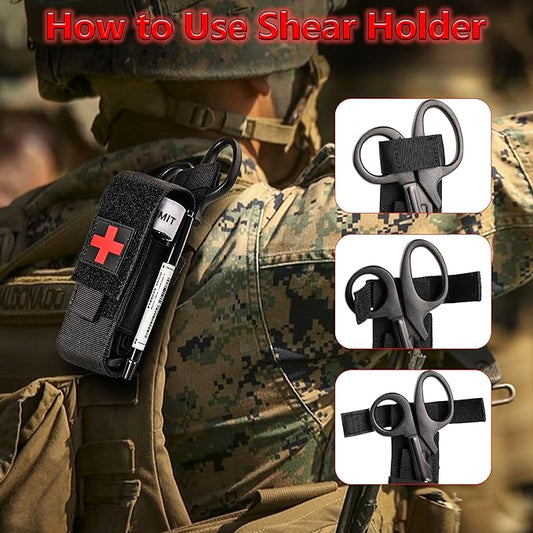 Tactical Molle Tourniquet Pouch Set with Trauma Medical Shear,Penlight,Pen,Molle Tourniquet Holder Holster Kit for Outdoor Hiking Camping Survival First Aid