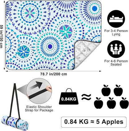 ICOSY Picnic Blankets Beach Blanket, Waterproof Outdoor Blanket Sandproof Picnic Camping Mat Camping Essentials 78" x 59"