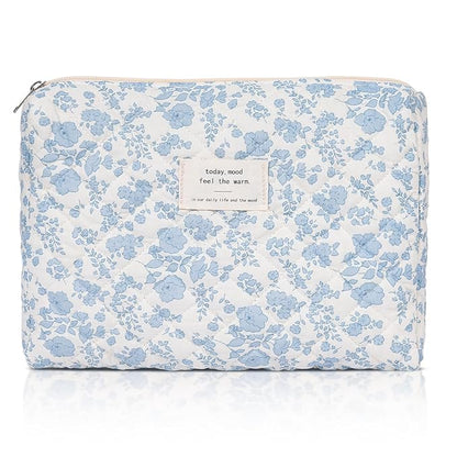Makeup Pouch,Quilted Cosmetic Bags,Large Floral Make Up Organizer for Women