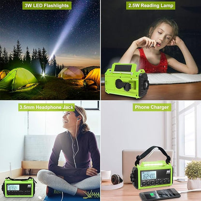 Raynic Emergency Weather Radio, 5000mAh/18500mWh Weather Radio, Portable Solar Hand Crank Radio with AM/FM/SW/NOAA, Cell Phone Charger, Headphone Jack, Flashlight and SOS Siren