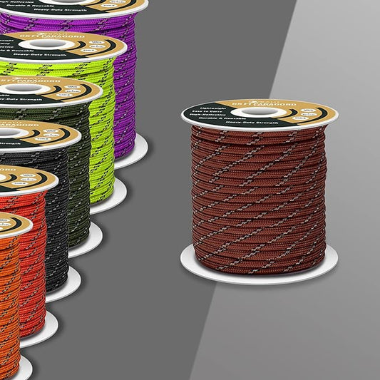 Reflective 550 Paracord/Parachute Cord 4mm Tent Rope 7 Strands 65 Feet Reflect Nylon Pull Guy Lines Spool Wind Proof for Camping Outdoor Hiking Lanyard Bracelets Emergency