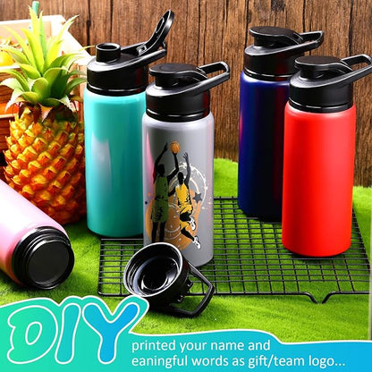 10 Pack 20oz Reusable Aluminum Water Bottles Bulk Operation Christmas Multicolor Outdoor Sports Water Bottles for Travel, Gym, Hiking, Cycling, Camping, Fishing, Snap Lid (Multicolor)