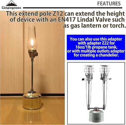 CAMPINGMOON Extension Pole Rod for Camping Lantern Gas Lamp Z12