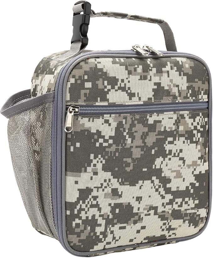 FlowFly Lunch box Insulated Soft Bag Mini Cooler Back to School Thermal Meal Tote Kit for Girls, Boys,DigitalCamo