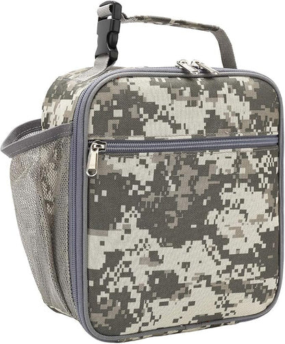 FlowFly Lunch box Insulated Soft Bag Mini Cooler Back to School Thermal Meal Tote Kit for Girls, Boys,DigitalCamo
