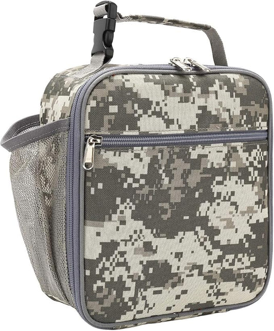 FlowFly Lunch box Insulated Soft Bag Mini Cooler Back to School Thermal Meal Tote Kit for Girls, Boys,DigitalCamo