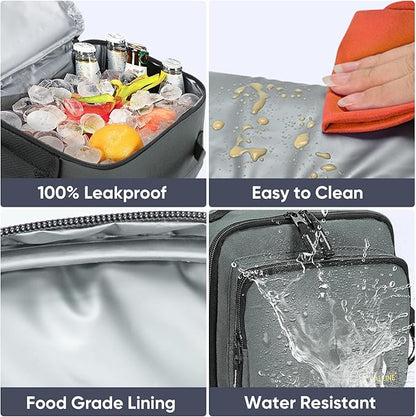 BALEINE Insulated Lunch Bag for Men Women, Leakproof Cooler Bag with Adjustable Shoulder Strap for Work Picnic, Lunch Box for Women Men (Small, Grey)
