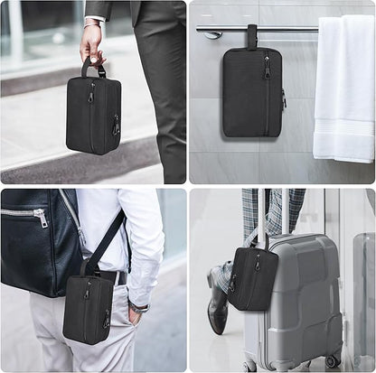 Toiletry Bag for Men, YKK Zippers Hanging Bathroom Shower Hygiene Bag with Metal XXL Swivel Hook, Big Comparment, Waterproof for Travel Accessories