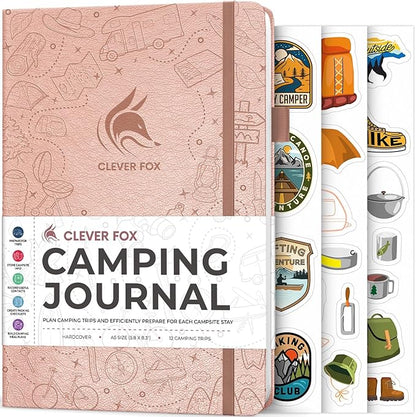 Clever Fox Camping Journal – Camper Log Book & RV Trip Planner – Outdoor Camp Journal & Adventure Travel Notebook – 12 Trips Total, 8 Pages per Trip – Hardcover, A5 Size (Rose Gold)