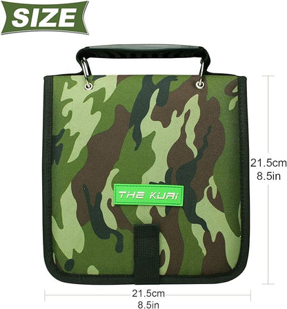 Fishing Tackle Binder, Bait Storage Bag, Soft Bait Binder, Fishing Organized Storage Rig Bag for Baits, Rigs, Jigs and Lines, Suitable for Fresh Water and Saltwater 12 (Green camouflage/9.5" * 8.3")