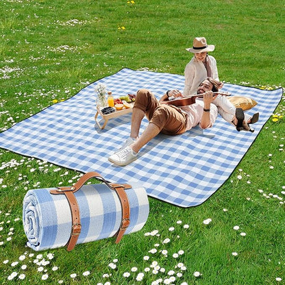 sapsisel 80”x 80” Picnic Blanket Extra Large, Waterproof and Foldable Beach Blanket, 3-Layer Outdoor Blanket for 6 to 8 Adults, for Camping, Park, Beach, Grass, Indoors…
