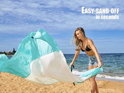 AlphaBeing Beach Blanket Waterproof Sandproof, Large Beach Blanket 7'x7'(1-6 Adults), Quick-Drying Beach Mat Sand Free, Lightweight Beach Mats for Outdoor Picnic Camping Travel with 6 Stakes