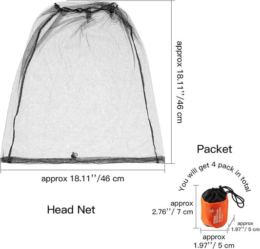 Hestya 4 Pack Mosquito Face Mesh Net Protecting Net for Outdoor Hiking Camping Climbing Mosquito Fly Insects Preventing (Black, Gray)