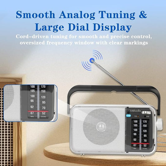 AM FM Radio Portable-Transistor Radio,Battery Powered or Mains Operated,Suitable for Home and Outdoor use,with Robust Reception and Built in Speaker,Ideal as a Small Gift for The Elderly