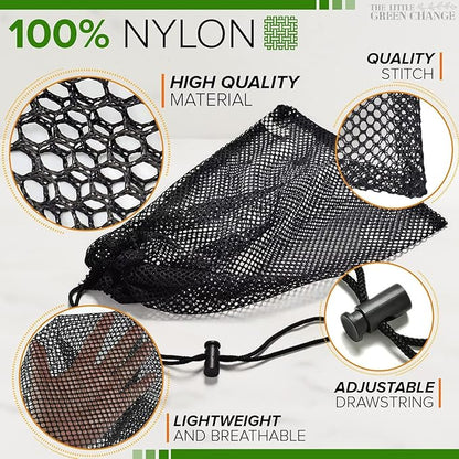10PCS Nylon Mesh Bags with Drawstring - Multipurpose Mesh Bags for Storage and Carrying Goods While Traveling or Camping