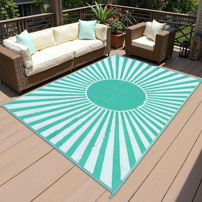 Anidaroel Outdoor Plastic Straw Rug, 6x9ft Waterproof Outdoor Rugs for Patios Clearance, Reversible Camping Rugs for Outside RV, Large Outdoor Area Rug for Backyard, Garden (Green, 6'x9')