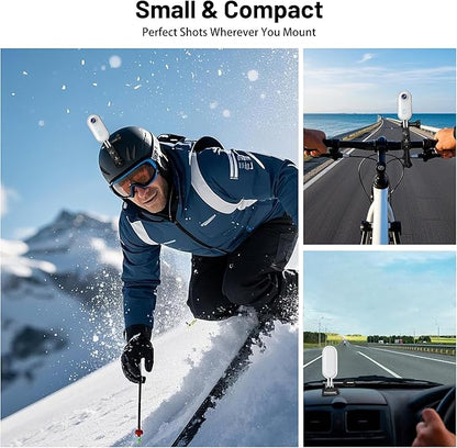 4K Mini WIFI Action Camera 128GB Thumb POV Portable Body Cam Wearable Video Recorder with IPX7 Waterproof Camcorder, Helmet Mount, Magnetic,Pocket Sport DV for Bike Cycling, Pet, Vlogging(White)