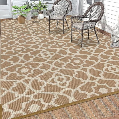 HEBE Outdoor Rug 5'x8' for Patios Waterproof Clearance Reversible Patio Mat Plastic Straw Rug RV Camping Mat Outside Area Rug Carpet for Camping RV,Porch,Deck,Balcony,Camper,Backyard
