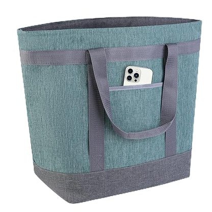 Insulated Reusable Tote Bag for Grocery Shopping for Women/Men, Waterproof Cooler Bags for Travel/Beach/Picnic, Pizza/Food Delivery Bag to Keep Food Cold/Hot for Doordash (Oxford Cloth, Green)