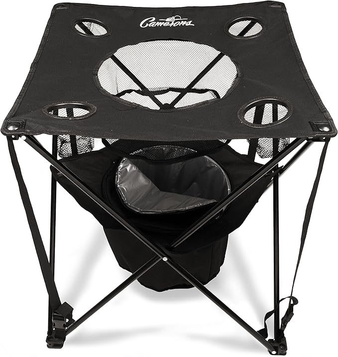 Camerons All-in-One Tailgating Table - Portable Folding Camping Table with Insulated Cooler, Food Basket, Cup Holders & Travel Bag - Collapsible Picnic Table for Fall Football Games & Outdoor BBQs