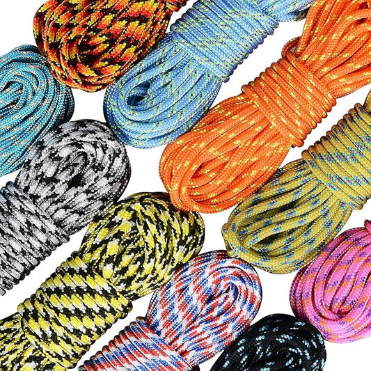 MONOBIN Micro Paracord，2mm 10Colors 20FT Paracord Combo Kit with Paracord Instructions and Charms for Making Paracord Bracelets, Lanyards, Jewelry Making