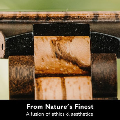 Treehut Wooden Watches for Men, Great Japanese Quartz Analog, Stylish Exotic Watch with Adjustable Stainless Steel Clasp, Buckle, Made from Ebony and Walnut Wood, Relojes Hombre Mujeres