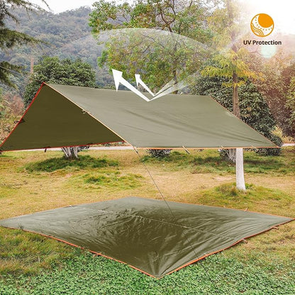 FREE SOLDIER Camping Tarp - Waterproof Portable Multifunctional Outdoor Traveling Awning Backpacking Shelter Rain Tarp (Brown 1313ft)
