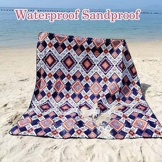 Outdoor Picnic Blankets, 79''x79'' Waterproof Sandproof Beach Blanket Waterproof Foldable Extra Large for Camping, Park, Travel, Grass