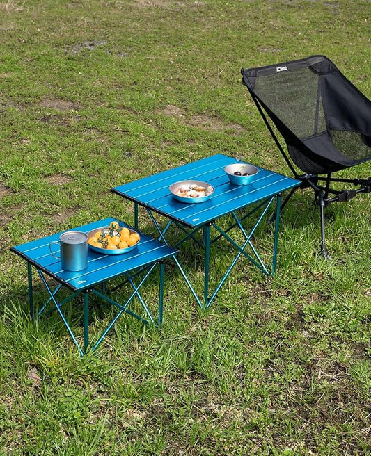 iClimb Ultralight Compact Camping Folding Table with Carry Bag (Reinforced Blue - L)